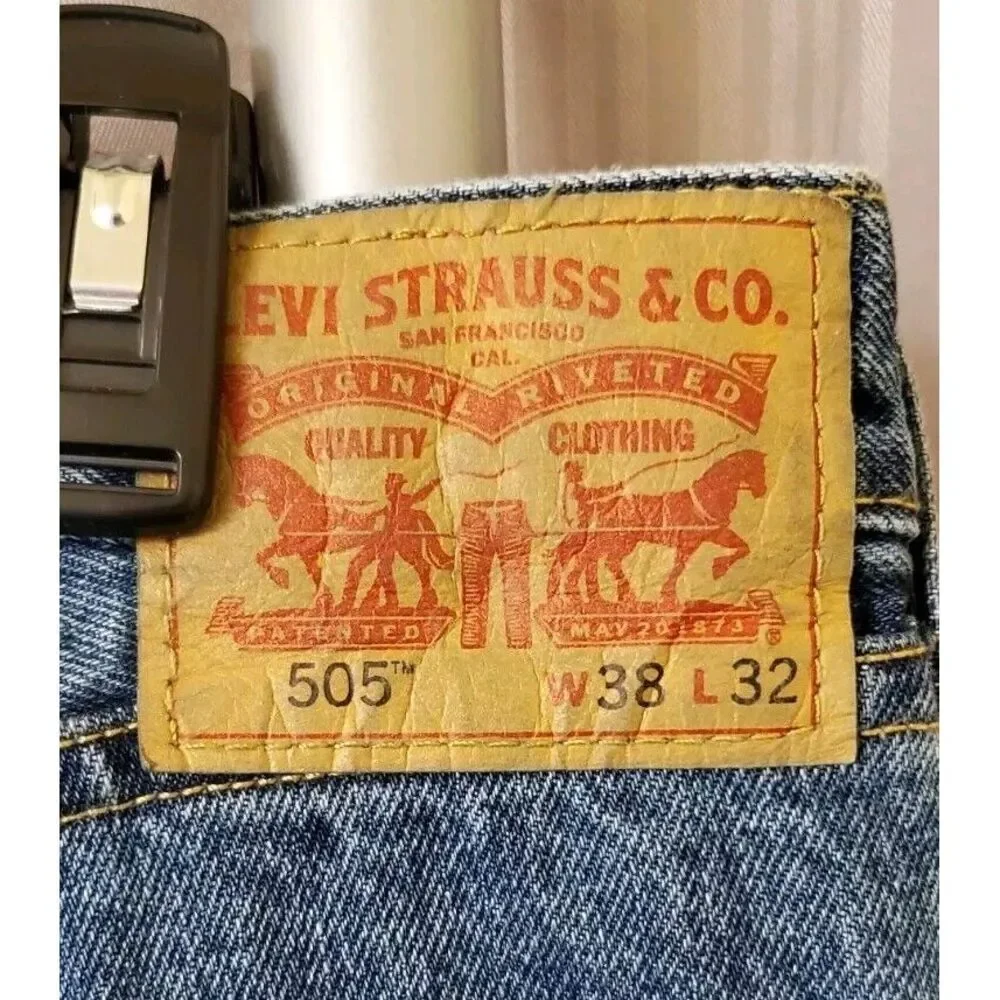Levi's 505 Mens‎ Straight Fit Stonewash Blue Denim Jeans 38x32